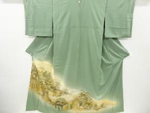 リサイクル　作家物　箔置き　寺塔風景模様一つ紋色留袖(比翼付き)